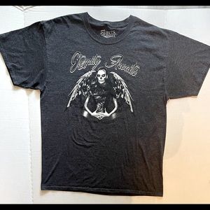 Charcoal grey graphic T Eternity Awaits in Lg